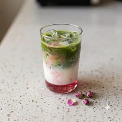 Iced Rose Matcha Latte
